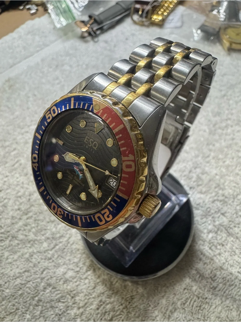 Esq movado Swiss Men's Diver Watch - Blue & Red Bezel, Black Dial